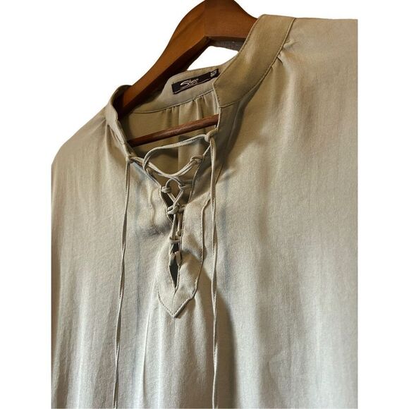 Siveno Jeans Co Lace Up Blouse Top Long Sleeve‎ Lightweight Casual XL/TG - Picture 4 of 5